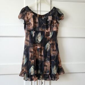 Spin Doctor Renaissance Mini Dress Babydoll Ruffle Painting Portrait Size M Rare
